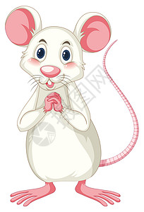 白色背景上的白老鼠新年卡通片夹子绘画野生动物动物艺术插图海报生物图片