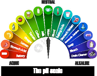 白色背景上的 pH 刻度碱性夹子意义绘画艺术中性插图图表卡通片科学图片