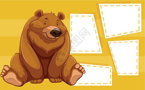 熊笔记模板插图绘画卡片动物文档艺术标签横幅框架夹子背景图片