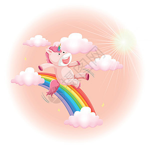 sk 上的快乐独角兽白色绘画荒野插图艺术魔法喇叭动物粉色小马图片