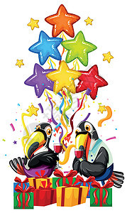 五颜六色的鹦鹉庆祝概念图片
