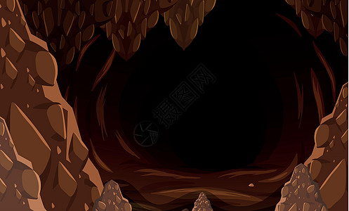一个黑暗的石洞地面夹子岩石绘画场景卡通片入口插图艺术隧道图片