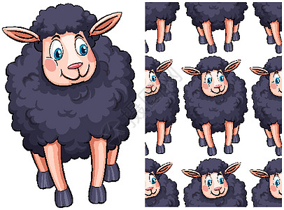 羊肉包装无缝设计模式隔离在惠特哺乳动物生物绘画羊肉团体卡通片插图包装青年墙纸插画