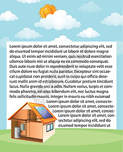 显示太阳能电池如何在家中工作的图表风景行星插图环境活力卡通片场景温室措辞建筑图片