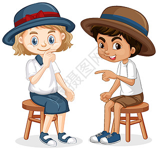 男孩和女孩坐在椅子上图片