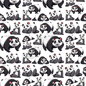 熊猫无缝图案壁纸图片
