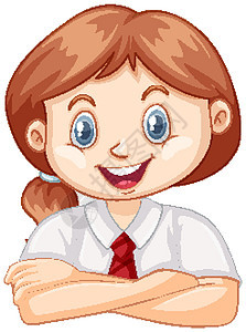 白色背景上的一个快乐的女孩瞳孔插图夹子孩子们学生情感艺术女性绘画女士图片