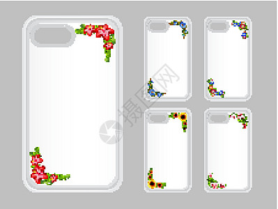 七彩花朵手机壳平面设计图片