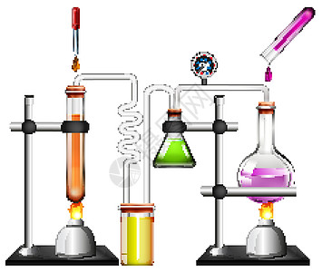 白色背景上的科学设备意义试管绘画剪裁学习工程教育生活液体化学图片
