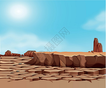 干旱破裂的沙漠景观插图夹子艺术土地绘画损害地面裂缝灾难地球图片