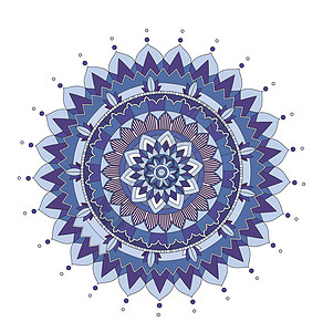 孤立背景上的曼陀罗图案植物涂鸦花瓣墙纸卡通片宗教瑜伽动机文化蓝色图片