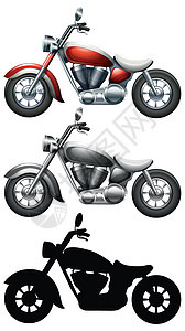 白色背景上的摩托车组图片