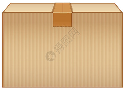 白色背景上带棕色胶带的纸板箱夹子插图艺术空白贮存卡通片绘画材料纸板包装图片