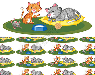 猫和老鼠的无缝背景设计图片