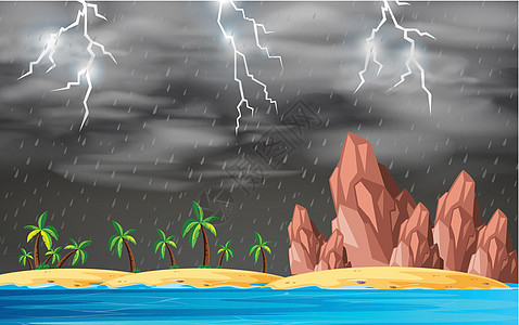 风雨如磐的岛屿背景场景图片