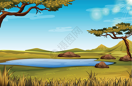 大草原的自然风光背景图片