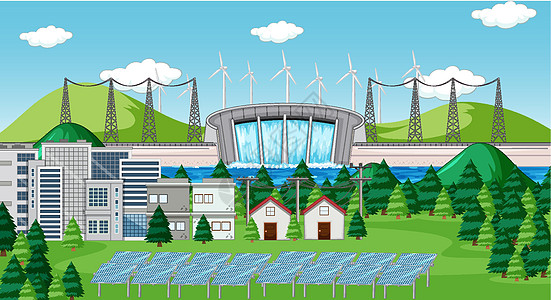 城市清洁能源场景山脉全球森林行星地球科学学习力量丘陵风景图片