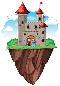 城堡里的王子和公主魔法卡通片故事女王绘画魔术师插图王国夹子骑士图片