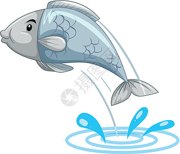 简单的鱼跳出水面插画
