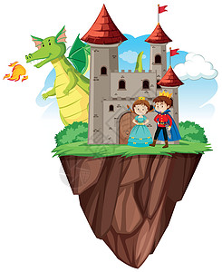城堡里的王子和公主童话夹子故事艺术孩子女孩动物插图魔法绘画图片