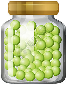 玻璃杯里的豌豆装罐玻璃贮存卡通片绿色艺术防腐剂夹子产品绘画图片