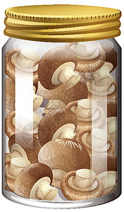 玻璃杯里的蘑菇贮存艺术夹子食物装罐防腐剂产品插图玻璃绘画图片
