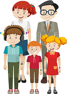 白色背景上的家庭卡通人物成员女孩奶奶叔叔父亲插图艺术爷爷夹子表哥母亲图片