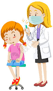 医生为女孩卡通人物注射流感疫苗图片