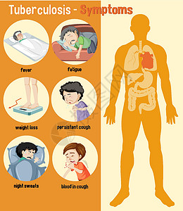 结核病症状信息图表病人发烧生物学卡通片身体绘画生活减肥框架插图图片