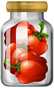 玻璃杯中的辣椒胡椒卡通片食物装罐玻璃插图红色防腐剂贮存产品图片