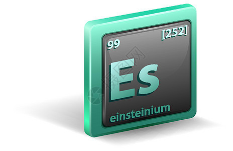 爱因斯坦化学元素 具有原子序数和原子质量的化学符号绿色插图科学数学家具桌子空白化学品知识数字图片