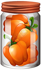 玻璃杯中的辣椒卡通片橙子产品蔬菜艺术玻璃装罐绘画防腐剂食物图片