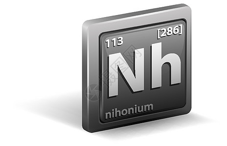 Nihonium 化学元素 具有原子序数和原子质量的化学符号数学知识绘画学习插图化学品家具指示牌教育科学图片