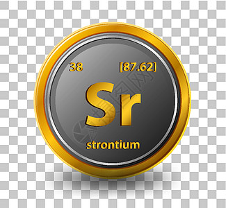 锶化学元素 具有原子序数和原子质量的化学符号空白知识黄色家具插图质子数学指示牌意义框架图片