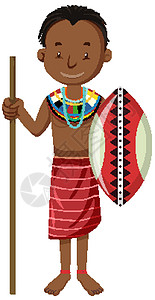 传统服装卡通人物中的非洲部落民族女孩卡通片男人夹子衣服青年绘画女性艺术村庄图片