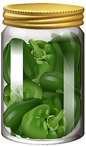 玻璃杯中的辣椒绘画装罐艺术产品贮存蔬菜玻璃食物插图卡通片图片