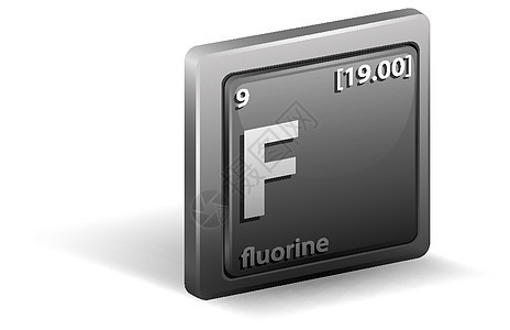氟化学元素 具有原子序数和原子质量的化学符号数字意义框架科学电子绘画教育插图数学家具图片