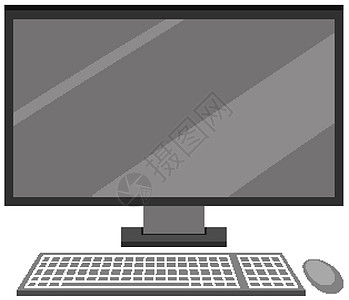 带鼠标和键盘的电脑显示器正面图片