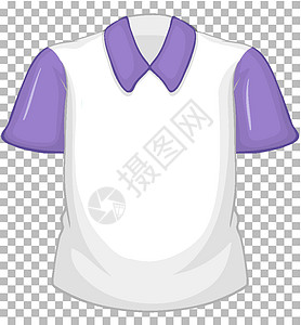 Transparen 上有紫色短袖的空白白衬衫图片