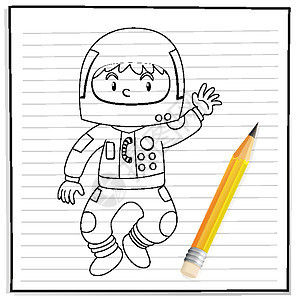 男孩在宇航员装备大纲中的手绘图图片