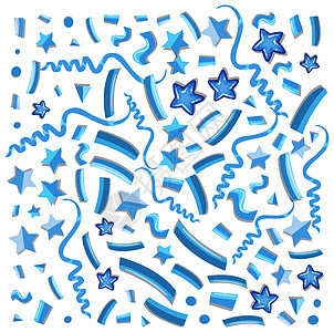带星星和丝带的无缝背景设计庆典墙纸蓝色团体插图包装派对绘画五彩卡通片背景图片