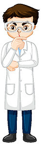 一个穿着实验室 coa 的男孩卡通人物男性幼儿园男孩们教育瞳孔活动学生少年孩子娱乐图片
