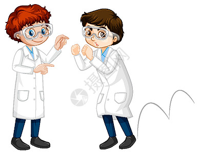 做跳跃实验的两位年轻科学家剪贴男性戏服孩子们孩子夹子表演活动幼儿园少年图片