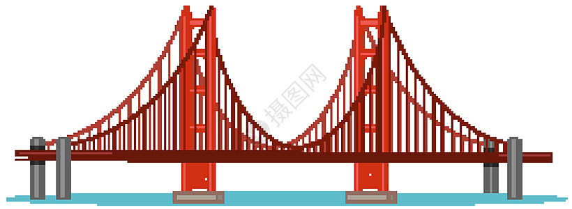 大桥横跨海洋在红色的颜色图片