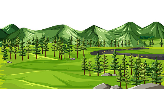 绿色自然景观背景石头插图木头卵石荒野夹子天空森林环境草地图片