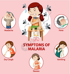 疟疾症状信息图表卡通片昆虫指示牌全世界标识病人蚊子传播横幅寄生虫图片