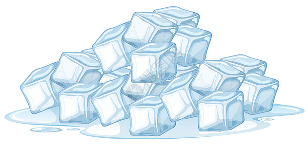 白色背景上的冰块液体科学绘画插图艺术意义立方体卡通片夹子教育图片