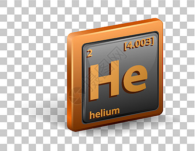 氦化学元素 具有原子序数和原子质量的化学符号电子指示牌橙子知识学习数学桌子教育数字绘画图片