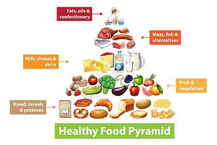 健康食品金字塔炭面包生物谷物备择插图方案金字塔牛奶科学水果图片