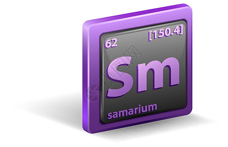 钐化学元素 具有原子序数和原子质量的化学符号学习物理绘画紫色卡通片框架指示牌科学知识家具图片